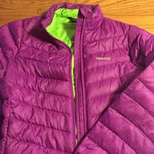 Marmot 700 fill winter jacket and matching hat.